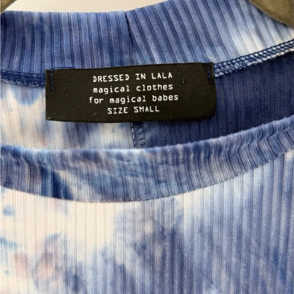 Dressed in LALA Ozzy Ribbed Tie Dye Dress in Edgy Indigo Size Small - Picture 3 of 5